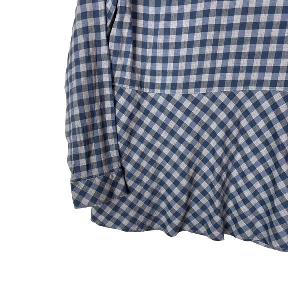 JJill Plaid Oversized Blouse Top Blue Gray Flowing Size Petite Small Long Sleeve - Picture 12 of 16